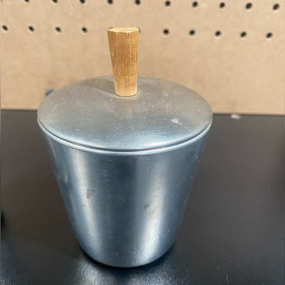 Mid Century Modern Royal Holland KDM Daalderop Pewter & Teak Sugar and Creamer - Picture 3 of 11